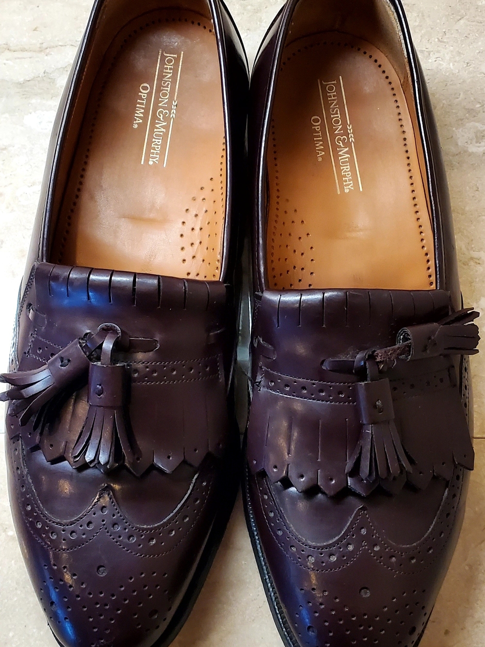 Johnston & Murphy Optima Men's Tassel Kiltie Loafers in Burgundy/Cordovan 10D - Picture 7 of 13